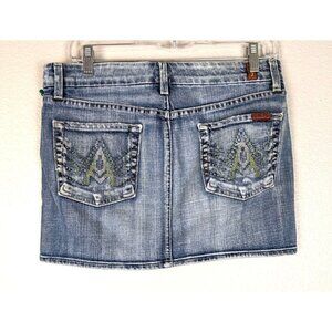 7 For All Mankind Blue Denim Mini Skirt